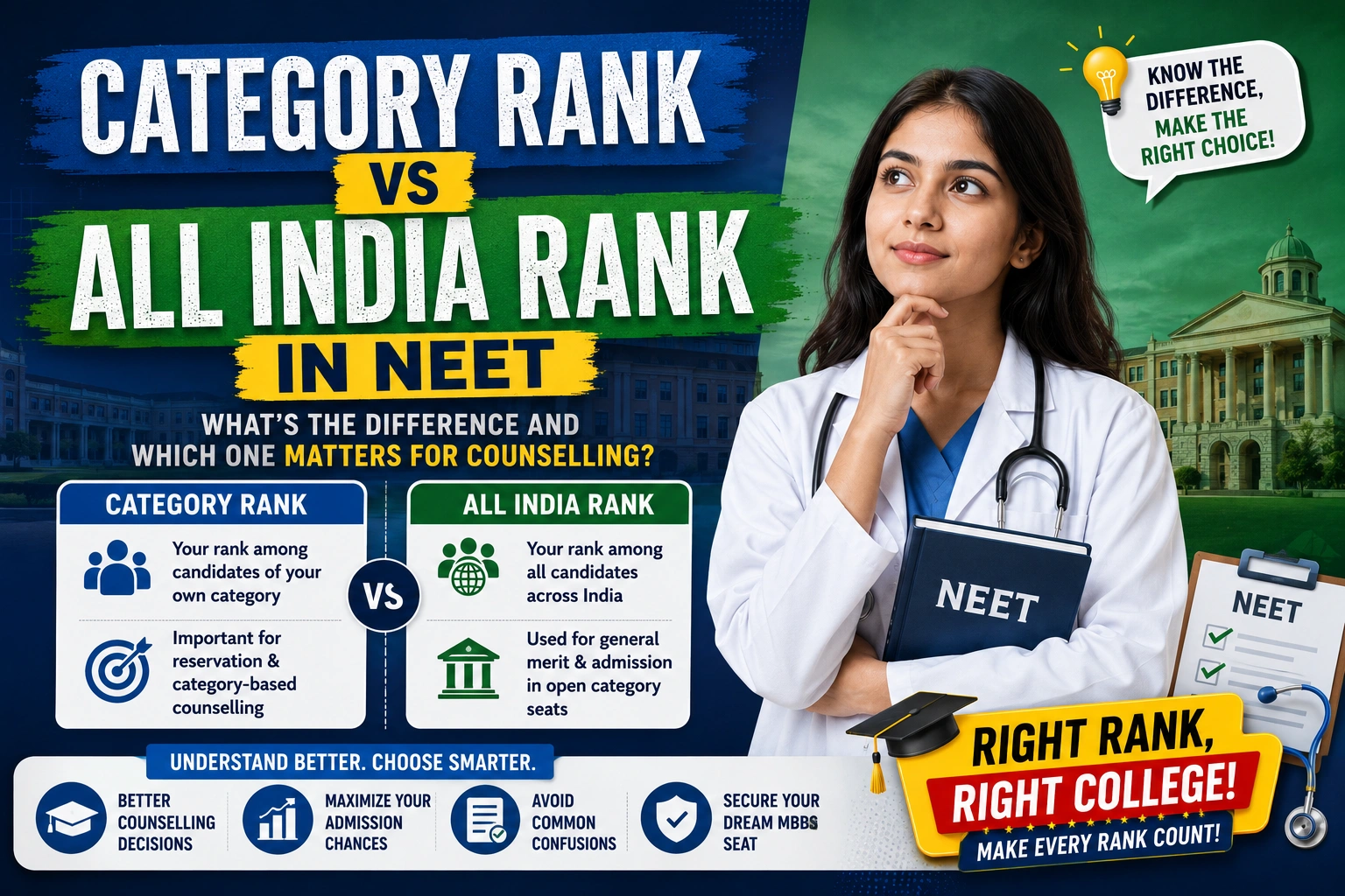 Category Rank vs All India Rank in NEET-Whats the Difference and Which One Matters for Counselling